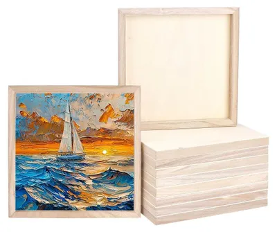 Produktbild von Holzplatten 10 Stück - 25 x 25 x 1,7 cm - Unbehandelt - Wanddekoration - Holzarbeiten - Natürliche BurlyWood Farbe - Kunstplatten