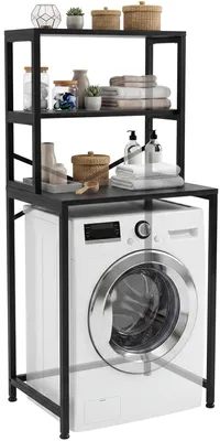 Image de Étagère pour lave-linge – Étagère de rangement | Couleur : Noir | Dimensions : 68 x 50 x 155 cm