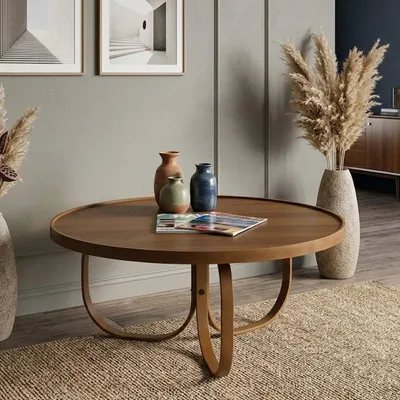 Immagine prodotto di Chiavenna - Tavolino da Salotto, 100x100x46h cm Marrone Noce, Forma Rotondo