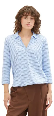 Produktbild von TOM TAILOR Damen 1039777 Polo T-Shirt mit Muster, 33768-blue Geometrical Design,