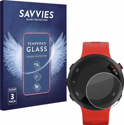 Produktbild von 3x Savvies Schutzglas für Garmin Forerunner 45 Displayschutz 9H Glas klar transparent