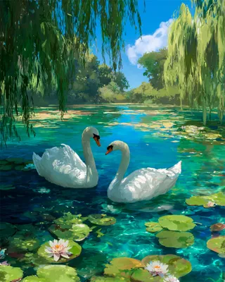 Produktbild von Diamond Painting Set, 40 x 50 cm Schwäne