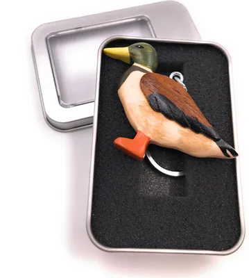 Immagine prodotto di Portachiavi in legno anatra germano reale uccello oca ciondolo animale acquatico in confezione regalo