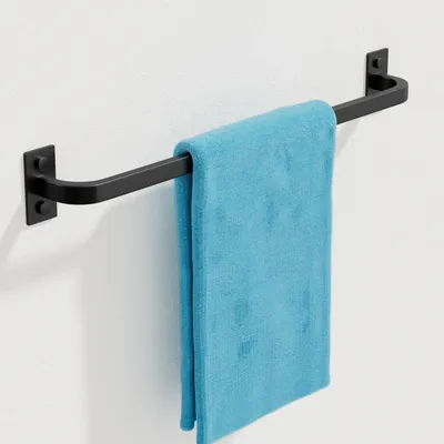 Image de Porte-serviettes en acier inoxydable SUS304 noir de 40 cm, support mural pour serviettes, barre porte-serviettes de salle de bain, pour salle de bain, cuisine et maison