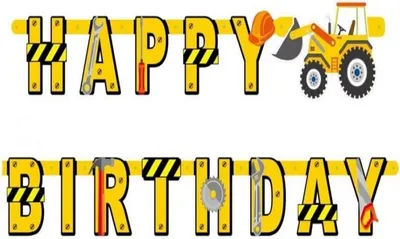 Produktbild von Happy Birthday Girlande Baustelle