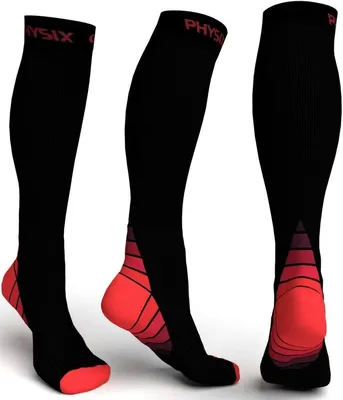 Obrázek produktu pro 2 páry červených kompresních ponožek s přechodem pro outdoorové sporty – velikost L/XL