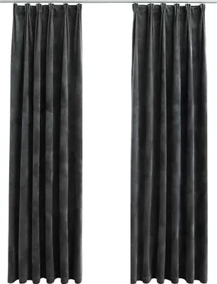 Produktbild von vidaXL Verdunkelungsvorhänge mit Haken 2 Stk. Samt Anthrazit 140x225cm