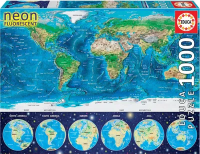 Produktbild von Educa - Weltkarte 1000 Teile Nachtleuchtpuzzle