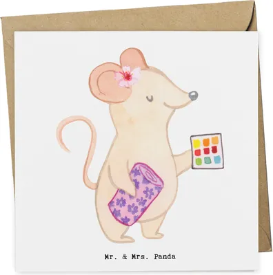 Produktbild von Mr. & Mrs. Panda Glückwunschkarte Raumausstatterin Herz - Weiß - Geschenk, anlasskarte, faltkarte, doppelkarte, Grußkarte, Klappkarte