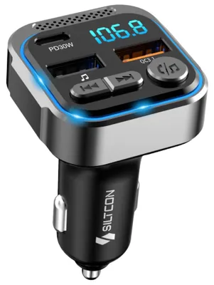 Produktbild von Siltcon® FM Transmitter Bluetooth Auto – USB-C 30W Schnellladegerät, USB-A 22.5W, Carkit, BT 5.3, 2025 Premium