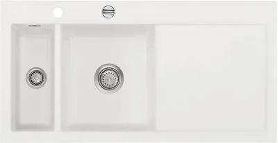 Produktbild von Flächenbündige Spüle MERA 100 F Polar Becken links - Excenterbedienung