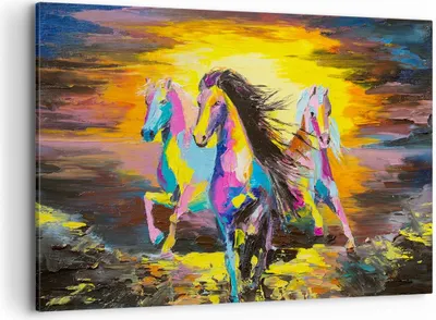 Produktbild von Bild auf Leinwand - Leinwandbild - Pferd Natur Tier - 120x80cm - Wand Bild - Wanddeko - Wandbilder - Leinwanddruck - Bilder - Kunstdruck - Wanddekoration - Leinwand bilder - Wandkunst - AA120x80-3433