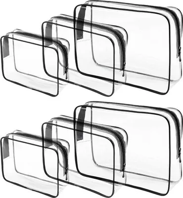 Productafbeelding van Famanu Reisaccessoire set - 6 transparante toilettasjes in verschillende maten