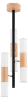 Zdjęcie produktu dla Lampa wisząca HIROCO jasne drewno-czarna-biała 6xE14x10W drewno wym:73x20x20cm IP20 Alfa