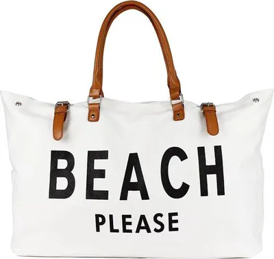 Produktbild von Unyqoos® Strandtasche XXL Damen & Familie 67×38×15 cm, wasserdicht & sandabweisend, Baumwoll-Canvas mit PolyurethanSchulterband – Strand, Pool, Reise