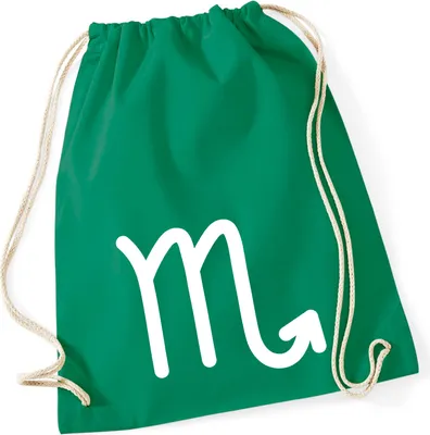 Produktbild von Huuraa Turnbeutel Skorpion Sternzeichen Zeichen 12 Liter Kelly Green Baumwolle Rucksack Geschenkidee