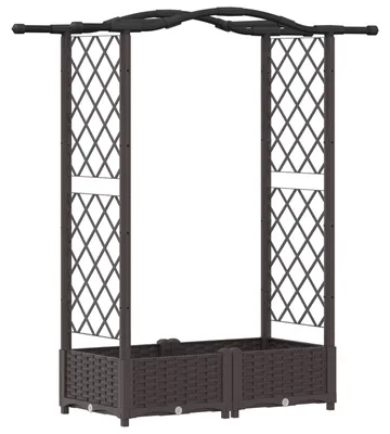 Zdjęcie produktu dla Podniesione łóżko z kratką i dachem brązowy 124 x 40 x 123 cm
