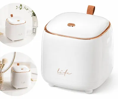 Produktbild von Kosmetikmülleimer mit Deckel, Mini-Mülleimer für Schminktisch & Badezimmer, kompakter Tisch-Mülleimer mit 2 Rollen Müllbeuteln, Druckdeckel