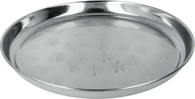Produktbild von METALTEX Tablett rund 32 cm aus INOX - satiniert in schwerer Qualität / Edelstahlplatte / Servierplatte