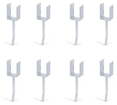 Produktbild von Alberts 8 x U-Pfostenträger mit Rundstahl-Betonanker, 71x104 mm, Betonanker 200 mm, feuerverzinkt, zum Einbetonieren
