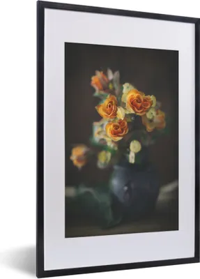 Produktbild von MuchoWow® MuchoWow® Gerahmtes Poster Rosen - Orange - Blumen 40x60 cm - Poster mit zchwarzem Bilderrahmen - Poster in Rahmen