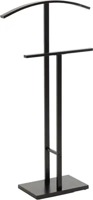 Produktbild von Herrendiener SCOTT aus Metall in schwarz lackiert, eleganter Stummer Diener mit Hosenbügel, schöner Damendiener mit Kleiderbügel