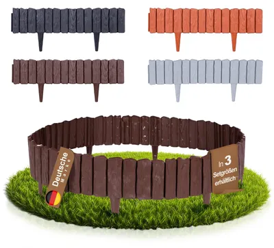 Produktbild von BOOGARDI Beeteinfassung Holz-Optik · 11,40m Rasenkante Kunststoff Braun · Beetbegrenzung in 4 Farben Palisade Beetumrandung für Beet & Garten