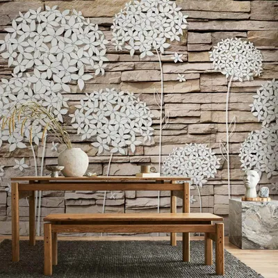 Produktbild von Vlies Fototapete - Flowers on the Stone 350x245 cm Blumen b-C-0034-a-b