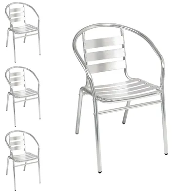 Image de 4 chaises de bistrot stables en aluminium, empilables