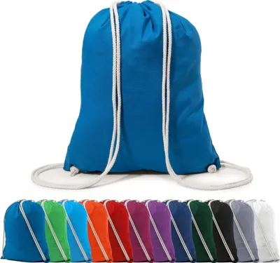 Produktbild von Rucksack Schuhbeutel Turnbeutel Sportbeutel Zuziehbeutel Gym Sack Baumwolle, in Farbe: Blau
