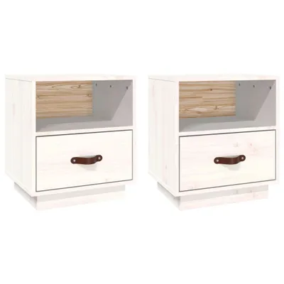 Obrázok produktu pre Nočné stolíky 2 ks biele 40x34x45 cm borovicový masív