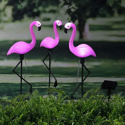 Produktbild von Gartenfigur Design Solarstecker Flamingo 3er Set Höhe 52 cm LED SOLAR Sensor NEU