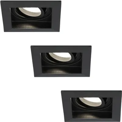 Image de HOFTRONIC - Spot LED encastrable carré 4W 345lm 4000K GU10 Noir orientable dimmable