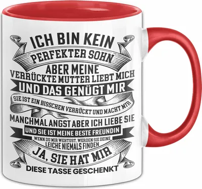 Produktbild von Ich Bin Kein Perfekter Sohn Tasse Geschenk von Mama Mutter Geschenkidee für Sohn Geburtstag (Rot)