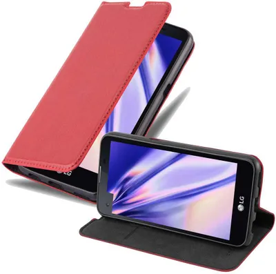 Produktbild von Cadorabo Hülle für LG X SCREEN Schutz Hülle in Rot Handyhülle Etui Case Cover Magnetverschluss