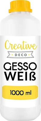Produktbild von Creative Deco Professionell Weiße Gesso | 1L | Perfekte Grundierung für Malerei | Ideal für Acryl-Farben, Öl-Farben,  Pouring, Decoupage, Finnabair