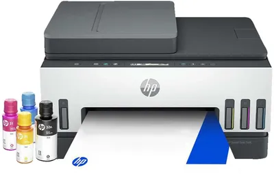 Produktbild von HP Smart Tank 7308 Wireless All-in-One Farbe Drucker, Thermal Inkjet, Farbdruck, 4800 x 1200 DPI, A4, Direktdruck, Blau, Weiß