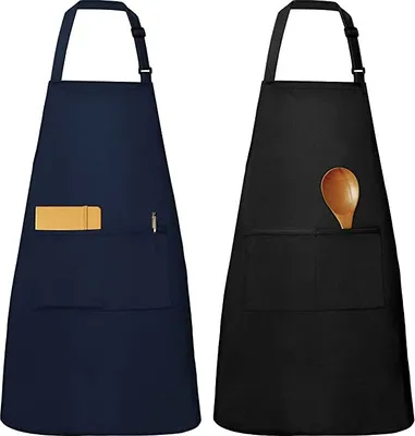 Produktbild von 2er Pack Wasserdichte Küchenschürze 76x73cm Verstellbare Kochschürze mit 2 Taschen als Kochschürze Damen Kochschürze Männer