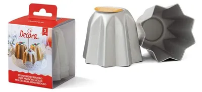 Productafbeelding van Decora 0062684: Bakvorm voor mini-pandoro, geanodiseerd aluminium, 7,5 x 6,3 cm, 3 stuks
