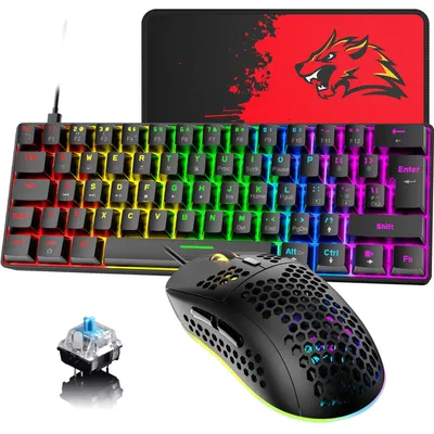 Obrázek produktu pro Kabelová mechanická herní klávesnice a myš s modrými spínači