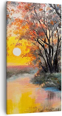 Produktbild von Bild auf Leinwand - Leinwandbild - Einteilig - Fluss Sonne Bäume - 55x100cm - Wand Bild - Wanddeko - Wandbilder - Leinwanddruck - Bilder - Wanddekoration - Leinwand bilder - Wandbild - PA55x100-4190