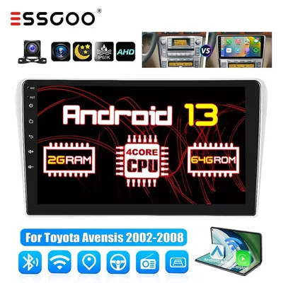 Produktbild von Autoradio 9 Zoll Android 13 für Toyota Avensis T25 2002-2008 mit Carplay Android Auto GPS Navigation Touchscreen 2 DIN Bluetooth WLAN 64GB Speicher 2GB RAM