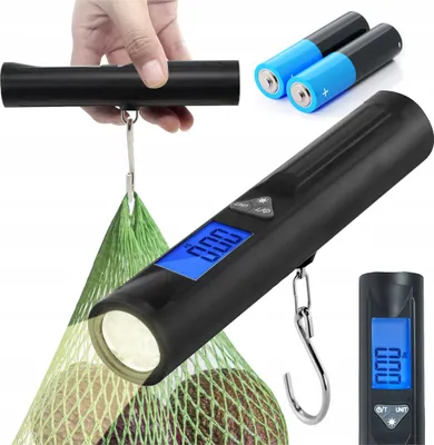 Produktbild von Elektronische Gepäckwaage Led Fischhakenwaage Bis Zu 40 Kg Taschenlampe + Batterien