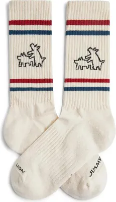Produktbild von Jimmy Lion Keith Haring Two Dogs Lange Socken Beige EU 41-46 Herren,Damen Beige EU 41-46