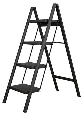 Imagen del producto de Escalera doméstica plegable de aluminio, con 4 peldaños, antideslizante, con capacidad de hasta 150 kg, ideal para la cocina