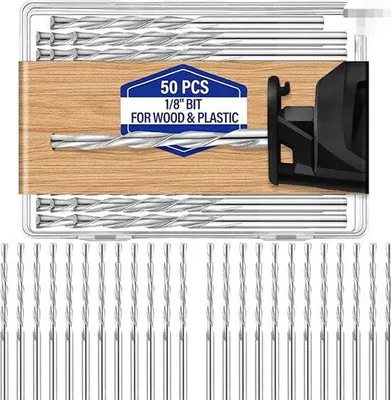 Productafbeelding van 50-delige set holle boren voor hout en kunststof, inclusief spiraalboren, houtboren, gipsplaatboren. Snelheidboormachine, zilverkleurig