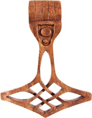 Produktbild von Wandschmuck Wikinger Thorshammer Holz Viking geschnitztes Ornament Hol