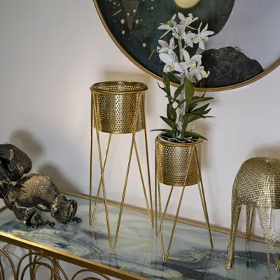 Immagine prodotto di Mauro Ferretti portafiori Glat set di 2 21x20x46 e 18x18x32 cm oro