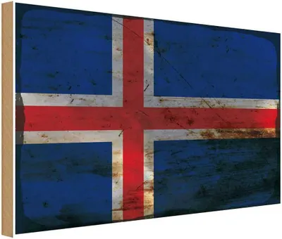 Produktbild von vianmo Holzschild 30x40 cm Island Iceland Flagge Fahne Wappen