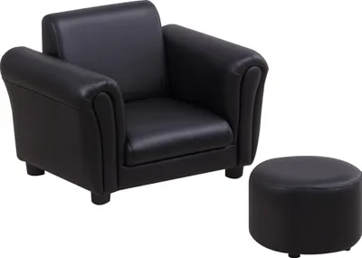 Immagine prodotto di Poltroncina per bambini con poggiapiedi Divanetto per bambini Divano per bambini Mini divano in legno Nero
